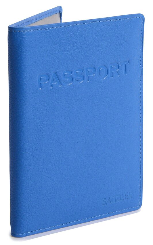 SADDLER HARPER Leather Passport Holder - RFID Protected, Slots for Cards and Boarding Pass - Electric Blue