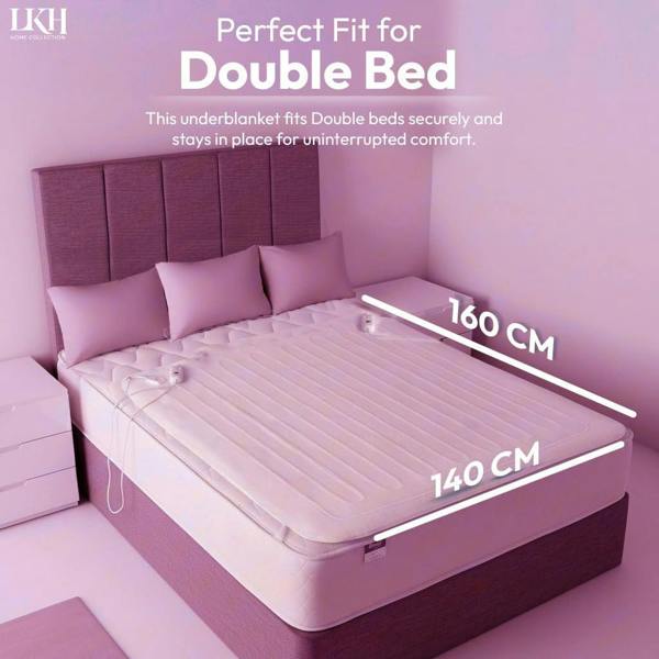LKH HOME COLLECTION Electric Blanket Underblanket with 3 Heat Settings Dual Detachable Controller, Fast Heat-Up & Overheat Protection