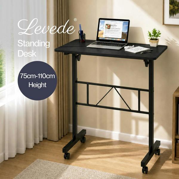Levede Standing Desk Small Adjustable Height Folding Office 50kg Load Black