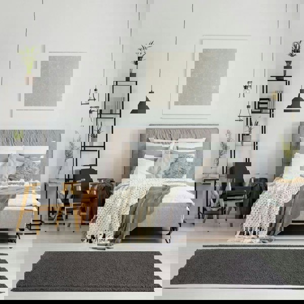 Dark Grey Shaggy Rug High quality Plain Design