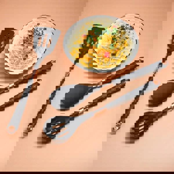 goodgoodhome Anygleam Kitchen Utensils Non-stick Black 5 Set Gold Plated Handle with Support Point Cooking Tool Accessories Heat Resistant Kitchenware