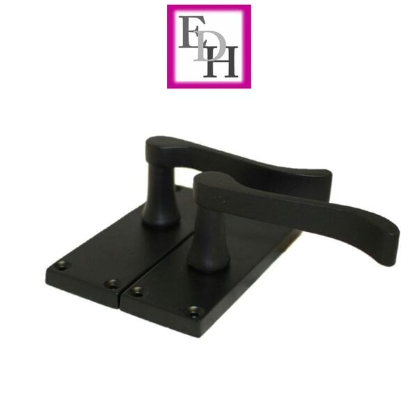 EDH Door Hardware Matt Black Victorian Scroll Door Handles on Backplate – 118mm x 42mm