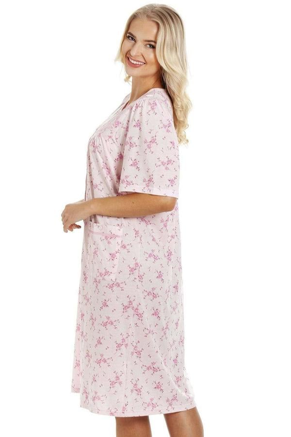 Womens Short Sleeve Button Up Floral Nightdresses