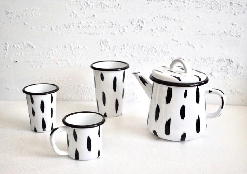 Rozi Stripe Collection Enamel Teapot