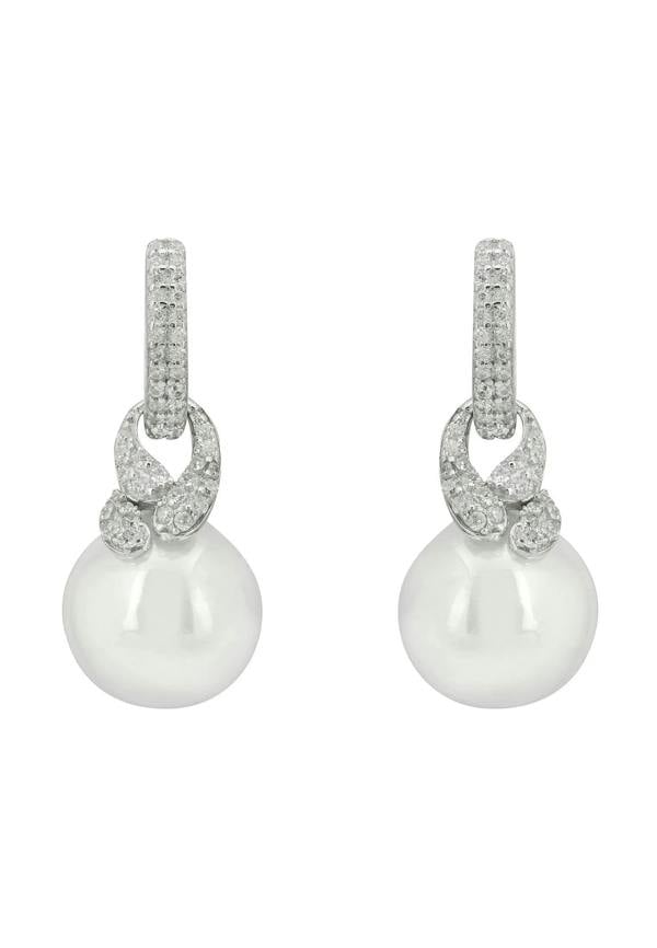 Latelita Tie The Knot Drop Pearl Earrings Silver