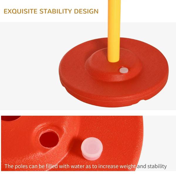 Red weighted base for agility poles with pole opening for stability