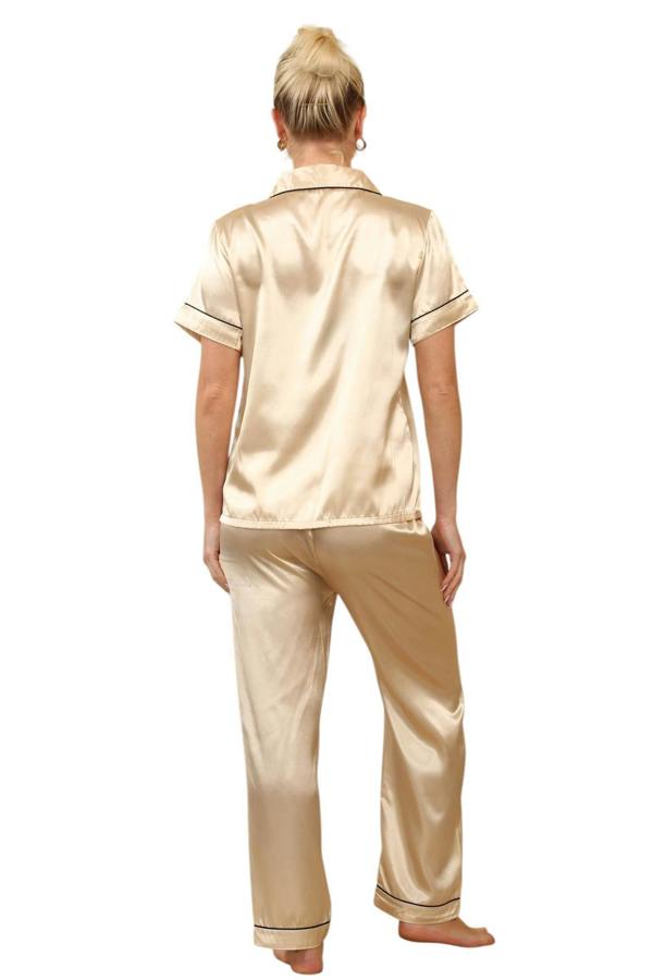 Champagne Satin Pyjama Set – Elegant & Comfortable Sleepwear for Women