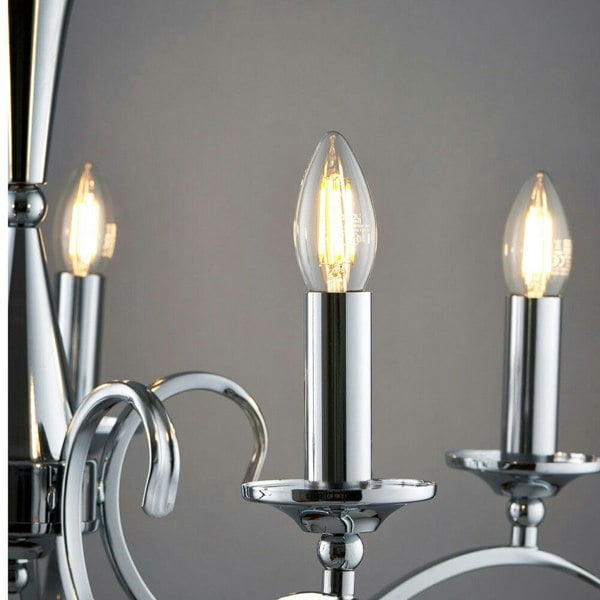 Hanging Flush Ceiling Pendant 5 Light CHROME Chandelier Classic Lamp Bulb Holder Loops