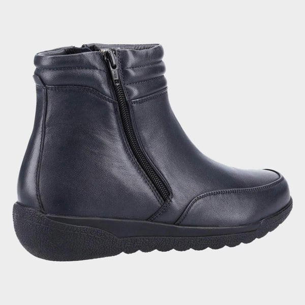 Fleet & Foster Women's Morocco Twin Zip Leather Ankle Boots - Navy