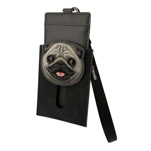 Nimmy Friends Nimmy Big Eye Cute Pet Pug Dog Face Card Sleeve Holder Black - N-XDY-KT-09-A