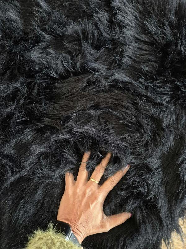 Faux Rabbit Fur Rug Black 60x90cm