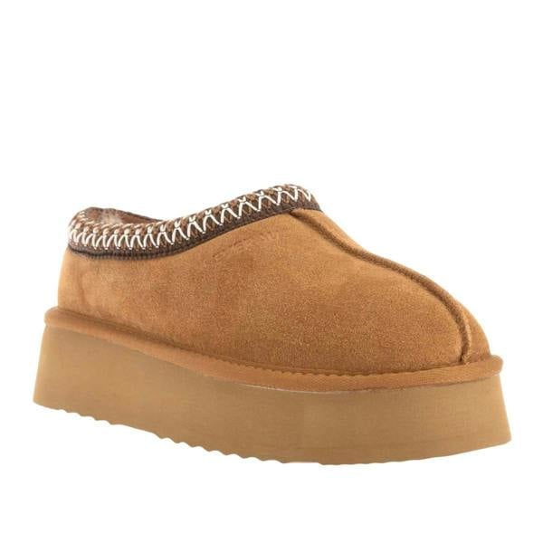 EverAu Womens/Ladies Wonga Leather Slippers - Chestnut