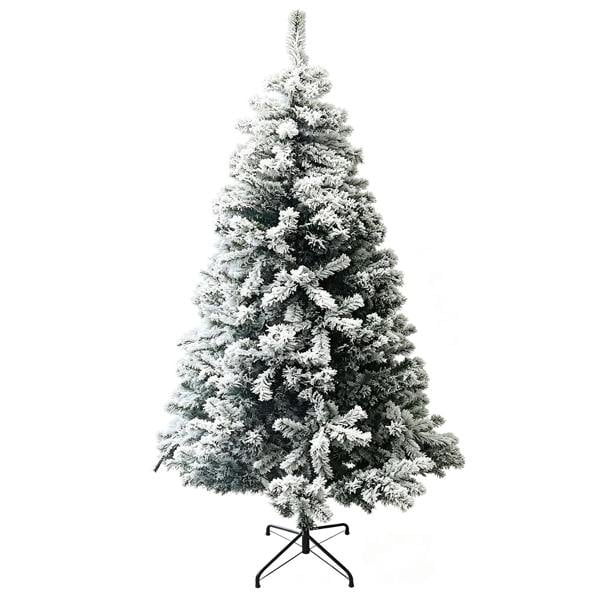 Gr8 Home 7ft White Snow Flocked Green Artificial Christmas Tree 800 Tips Metal Stand Xmas