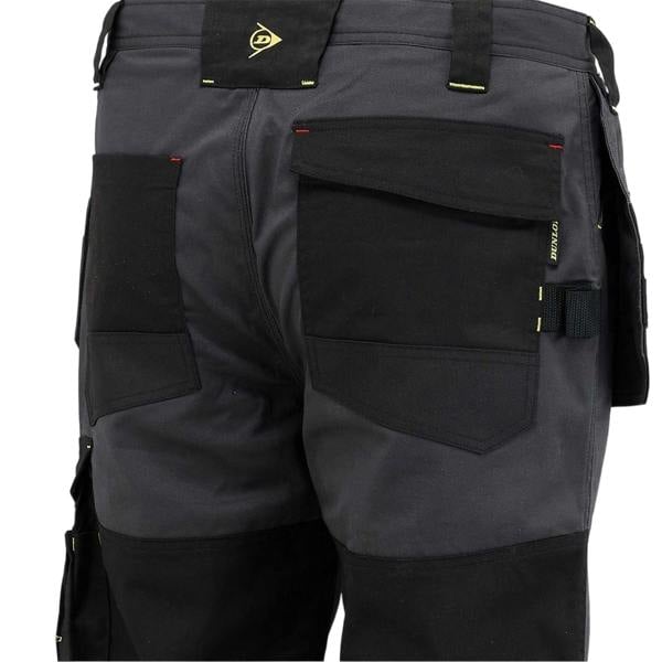 Dunlop Mens Multi Pocket Straight Work Trousers - Charcoal/Black - 