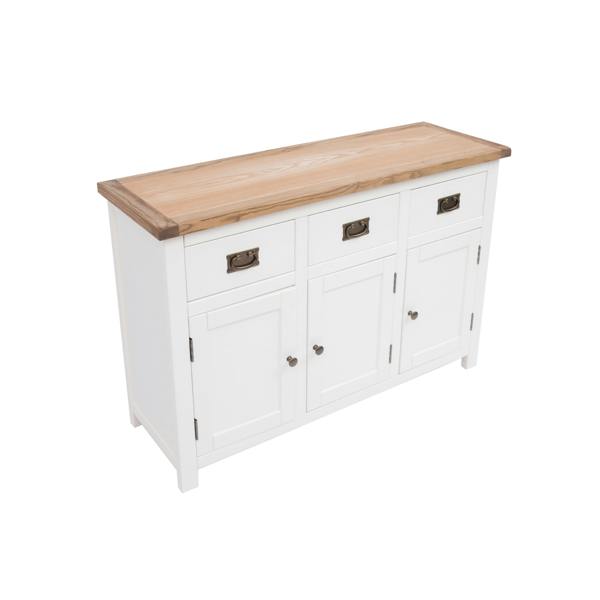 Cabinet Bits Lovere Off White 3 Drawer 3 Door Sideboard Brass Drop Handle