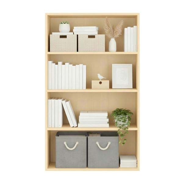 WALPLUS Minimalist Pasir 4 Tier Open Shelf, Steam Beech for Living Room - SKU 11209SBE