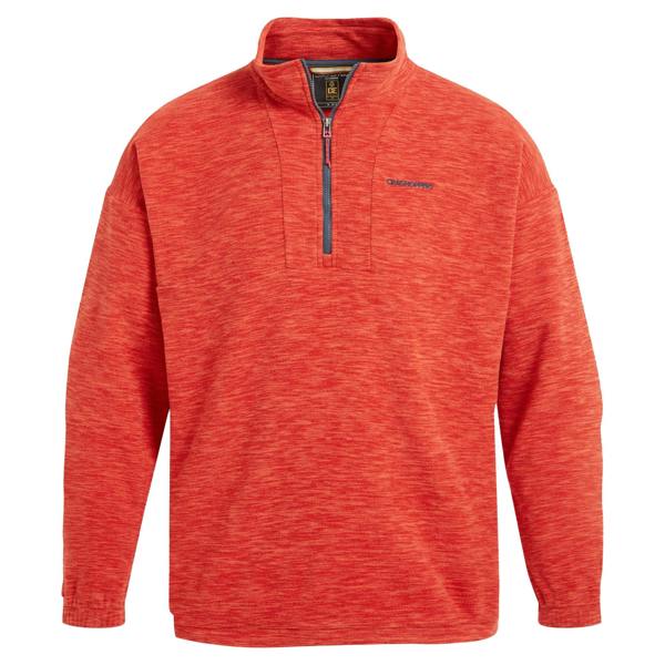 Craghoppers Mens Esk Colour Block Melange Half Zip Fleece Top - Pimento Red - 