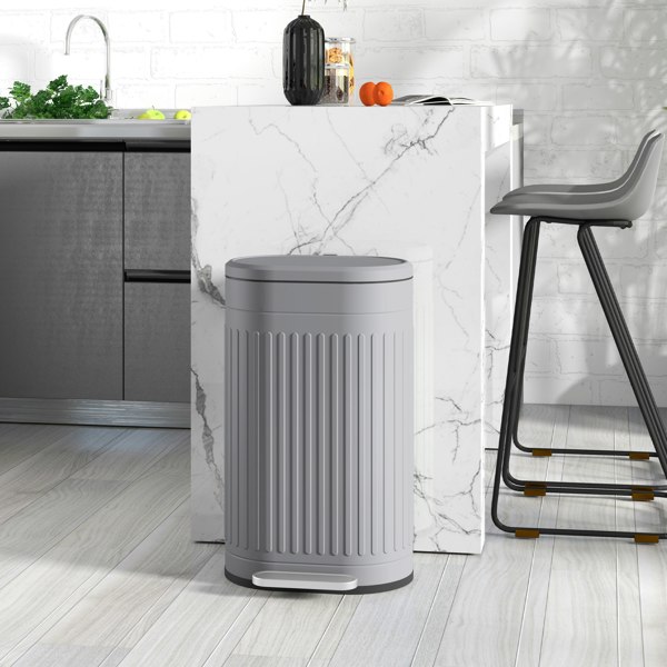 HOMCOM 20L Pedal Bin, Metal Kitchen Bin with Soft-close Lid