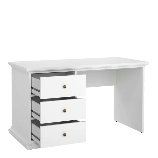 Wyld Haus Osaka Farmhouse White Wooden Desk 3 Drawers