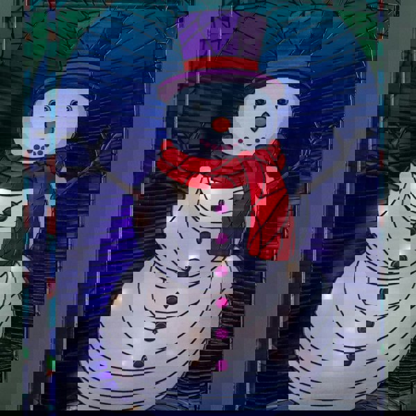 Samuel Alexander 28cm Battery Operated Light up Double Sided Stained Glass Snowman Decoration with LEDs