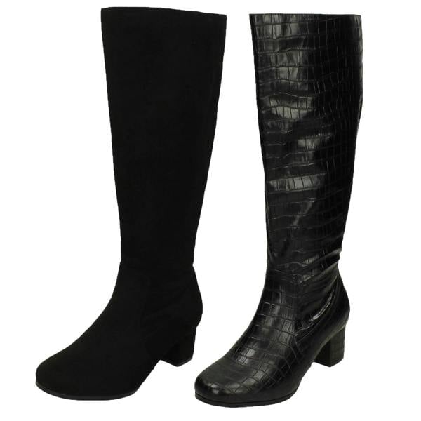 Spot On Ladies Spot On Extra Wide Fitting Knee High Boots F51131
