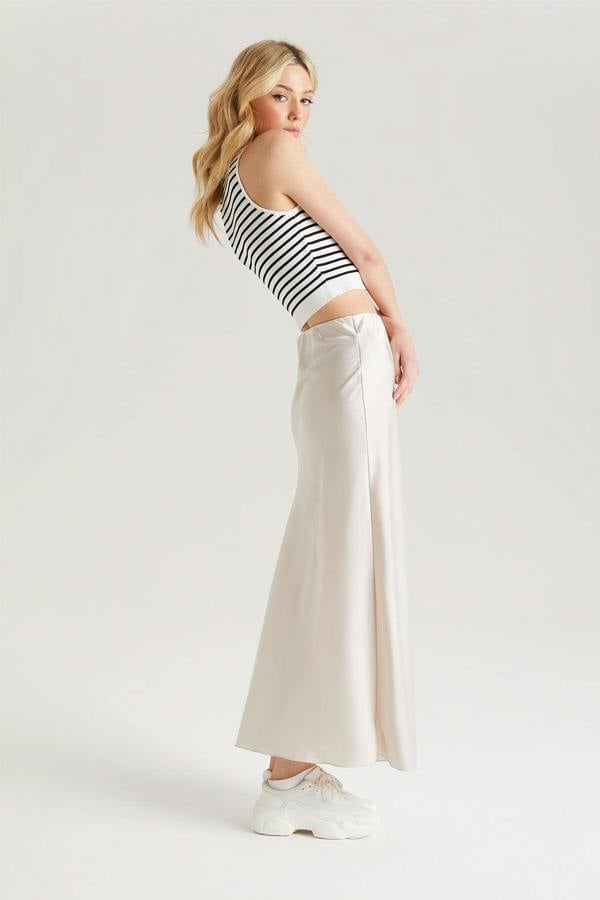 Urban Bliss Champagne Satin Maxi Skirt
