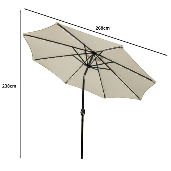 Monstershop Cream 2.7m LED Tilt Parasol