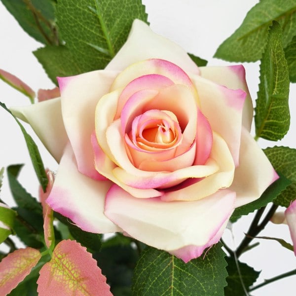 Leaf 50cm Artificial Pink Rose Plant