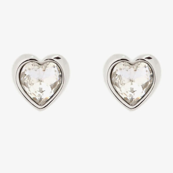 Ted Baker HAN Silver Tone Crystal Heart Stud Earrings TBJ1654-01-02