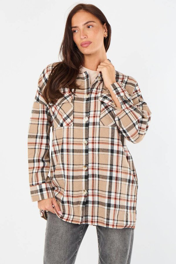 Elaina Fashion Oversized Checkered Shirt