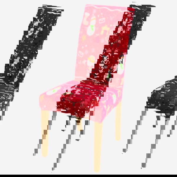 Anyseat Red Little Santa Maroon Tree Elastic Chair Cover for Dining Room