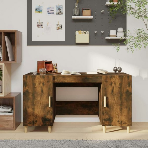 Berkfield Desk Smoked Oak 140x50x75 cm Engineered Wood
