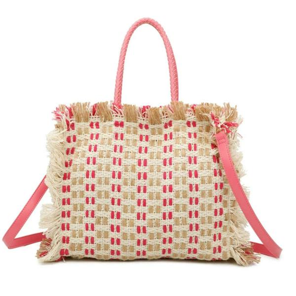 Love EMVY Woven Summer Escape Fringe Tote Bag