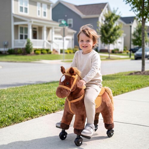 AIYAPLAY Rocking Horse, Plush Ride On Horse with Hoof Neighing