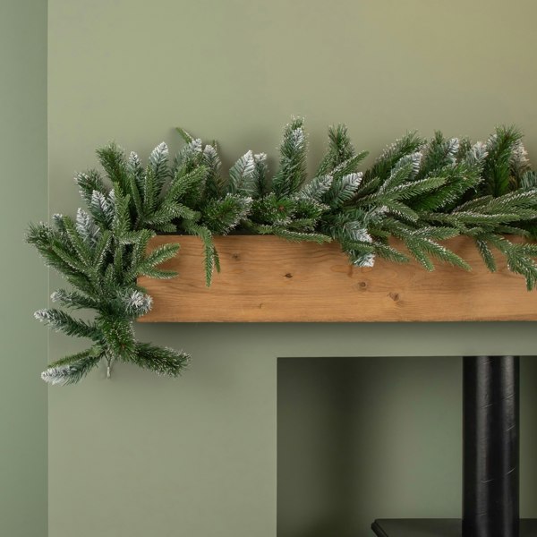 Samuel Alexander 1.8m Premier Christmas Artificial Fairmont Fir Snow Tipped Plain Green Garland