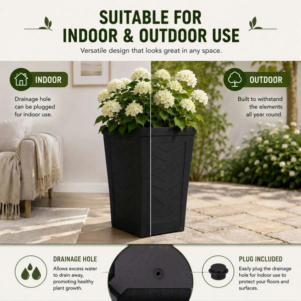 Nicoman Savana Black Chevron Recycled Rubber Plant Pot
