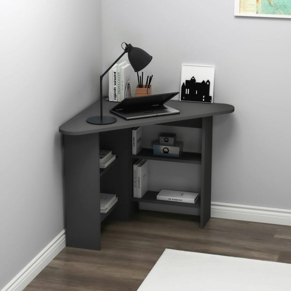 Destina Home Corner Computer Desk with Shelves-Gredos