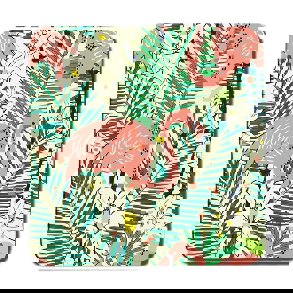 Benjamin Tate Design Abstract Flamingos with palm leaves (Coaster)