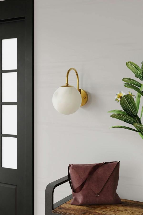 Living and Home Modern Golden Wall Lamp with Glass Shade