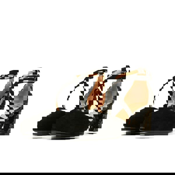 Embassy London Dannii - Gold Feathers - Women's 2.4 inch block heel closed toe leather sandal