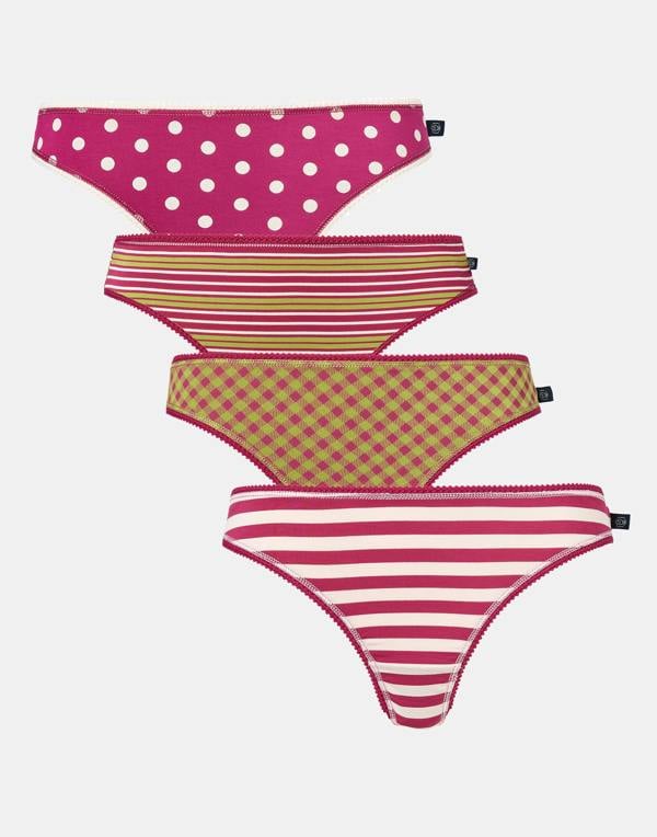 British Boxers Multipack! 4 Pairs of Women's Bamboo Thongs – Rhubarb Sugar