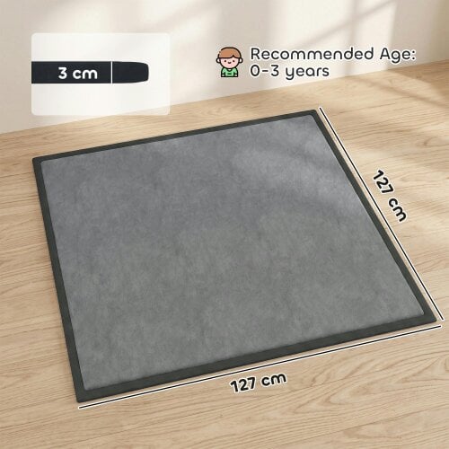 AIYAPLAY Baby Play Mat, 3CM Thick Foam Playmat Rug, 127 x 127 cm, Dark Grey