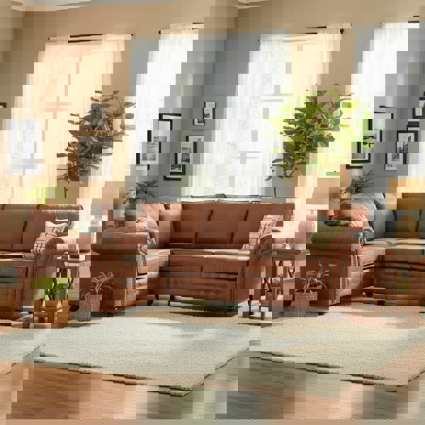 Furnishings For Less Oakland 4 Seater Leather Corner Sofa Chesterfield Style