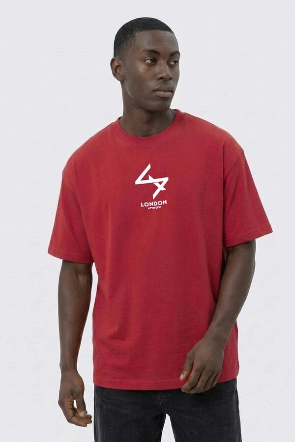 London Attitude Oversized Heavyweight T-Shirt with Varsity Back Print in White