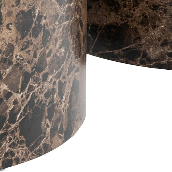 Wyld Haus Set of 2 Lille Brown Marble Effect Round Coffee Table