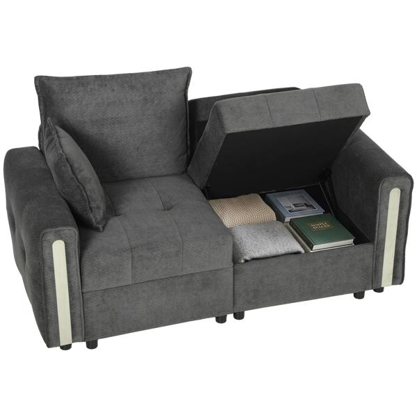 HOMCOM  2 Seater Sofa with Lift-Up Storage, 168 cm Velvet Couch, Dark Grey