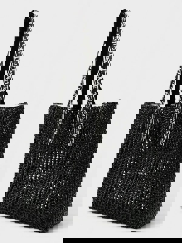 Palm Angels Raffia Tote Bag Black - Unisex