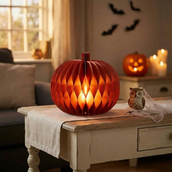 Garden Greatness Halloween Light Up Paper Pumpkin