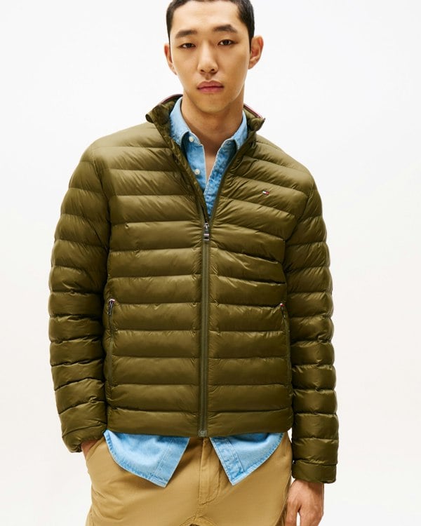 Tommy Hilfiger Packable Recycled Mens Water Repellent Jacket - Huntsman Green