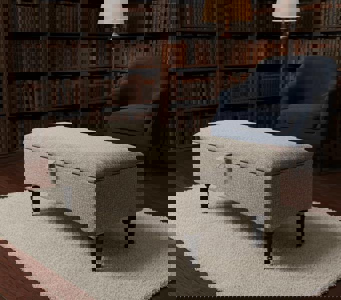 Animal Print Cream Storage Ottoman Bench for Living Room - ISTOOLS